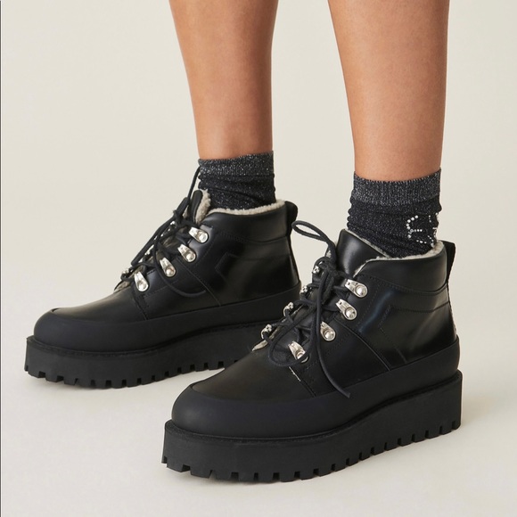 ❌❌***SOLD*** ❌❌Ganni Hiking Leather Ankle Boot - Picture 1 of 6